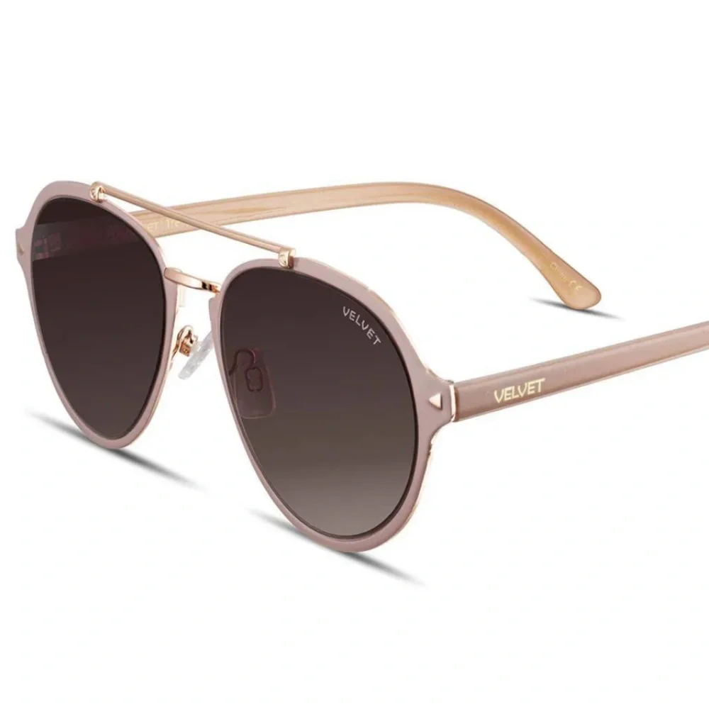 Velvet Mauve and Gold Aviator Sunglasses